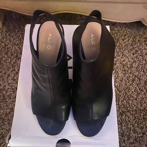 ALDO black leather bootie/ heels. Size 10. Worn 2-3 times. Comes in box.